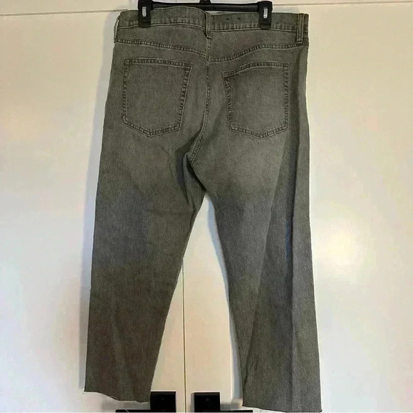 GAP Cheeky Straight High Rise Gray Button Fly Jeans 33 16 short fray raw hem - Picture 7 of 14
